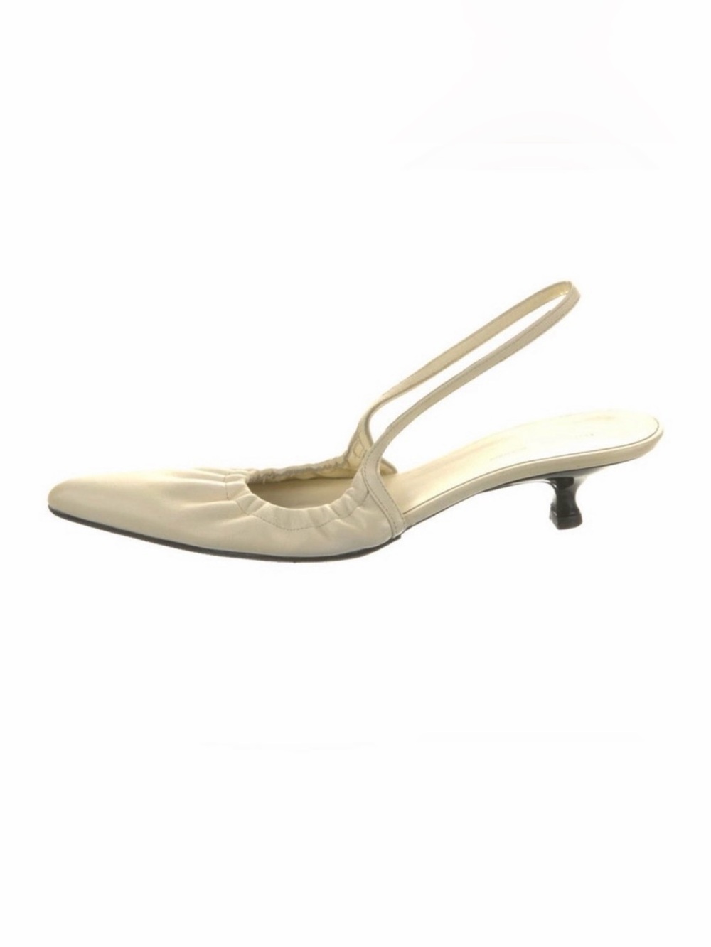 Khaite white leather patent Slingback Kitten Heel Pumps